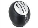 Renault Clio III Gear shift knob 5 speed black leather + SILVER
