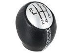 Renault Clio III Gear shift knob 6 speed black leather + SILVER