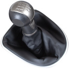Seat Leon II 2005- Gear shift knob BLACK-BEIGE + Lever Gaiter with frame CHROM 5 Gear