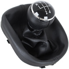 VW CADDY MK3 III 04-10 Gear / gearbox knob BLACK + SILVER RING + BLACK LID 5+R + Lever Gaiter WITH FRAME
