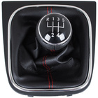 VW Caddy 04-09 Gear shift knob + BLACK Lever Gaiter Red thread + frame CHROM 5 Gear
