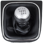 VW Caddy 04-09 Gear shift knob SILVER + BLACK Lever Gaiter with frame CHROM 6 Gears