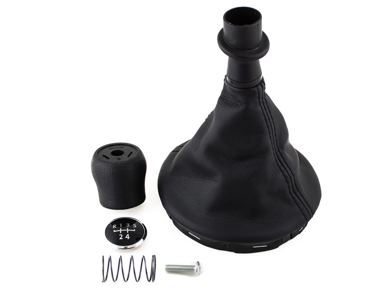 VW T5 / T6 03-11 Gear / gearbox knob BLACK + SILVER RING + BLACK LID 5+R + Lever Gaiter 7H0711113