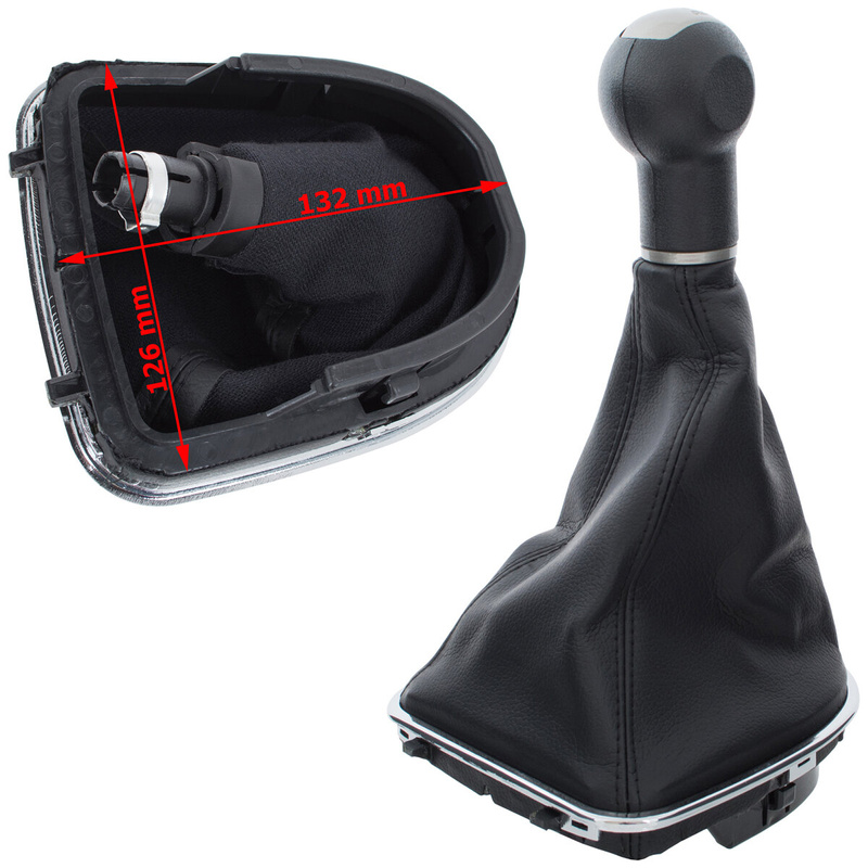 Seat Altea 2004- Gear shift knob BLACK-BEIGE + Lever Gaiter with frame CHROM 6 Gears