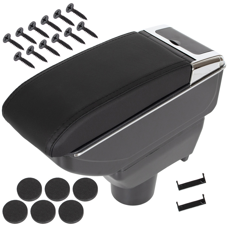 Toyota Yaris III 11-20 podłokietnik ze schowkiem CZARNA EKOSKÓRA + zestaw montażowy