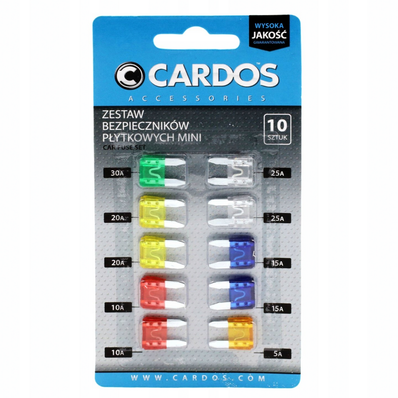 Zestaw bezpieczników płytkowych K2 CARDOS MINI MIX blister 10szt. AA301M