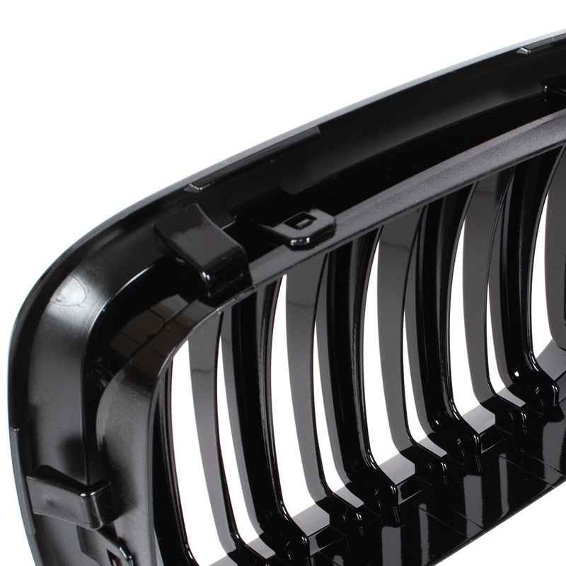 BMW 3 E46 97-01 SEDAN / KOMBI atrapy między reflektory (nerki) lewa + prawa kpl. BLACK GLOSSY DOUBLE BAR