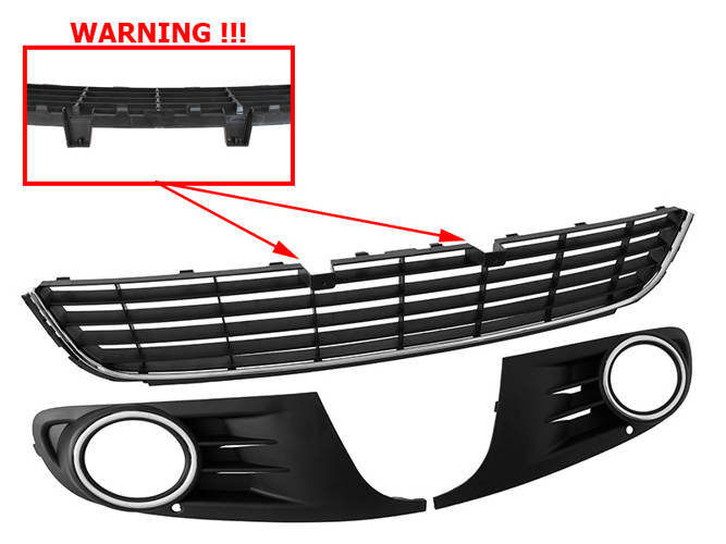 VW Golf VI Hatchback 08-13 Bumper ventilation grill Left + Right + Center set
