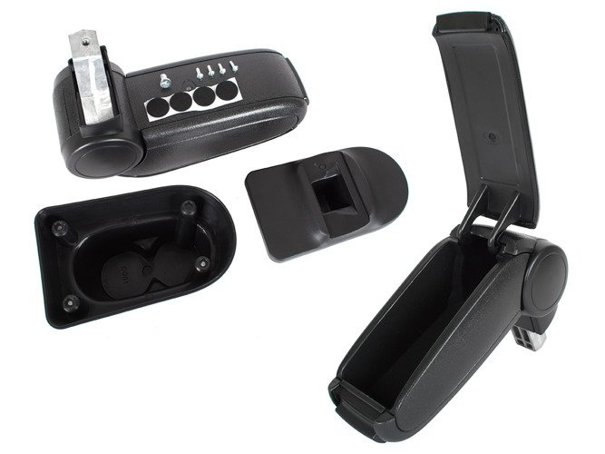 Peugeot 207 2006- armrest set BLACK EKOLEATHER + mounting kit