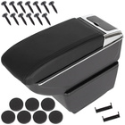 Skoda FABIA III 2014-2022 podłokietnik ze schowkiem CZARNA EKOSKÓRA + zestaw montażowy