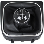 VW EOS 06-12 Gear / gearbox knob BLACK + SILVER RING + BLACK LID 5+R + Lever Gaiter WITH CHROME FRAME