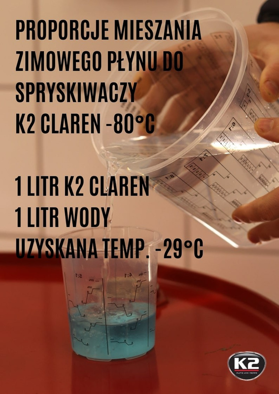 Koncentrat płynu do spryskiwaczy zimowy K2 CLAREN -80°C 1L K611