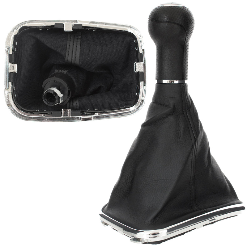 VW GOLF MK4 IV 98-05 Gear / gearbox knob BLACK + SILVER RING + CHROME LID 5+R + Lever Gaiter (12mm DIAMETER)