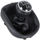 VW TOURAN 03-11 Gear / gearbox knob BLACK + SILVER RING + BLACK LID 5+R + Lever Gaiter WITH FRAME