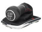 VW Golf IV 97-03 Gear shift knob + Lever Gaiter Red thread + frame CHROM 5 Gear Hole 12MM