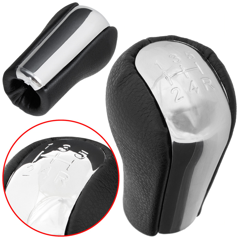 TOYOTA AVENSIS Gear / gearbox knob BLACK LEATHER + CHROME LID 5+R THREAD