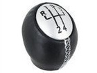 Renault Megane II III Gear shift knob 5 speed black leather + SILVER