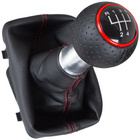 Audi A3 I 8L 96-03 Gear shift knob BLACK + Lever Gaiter BLACK Red thread RED RING 5 Gear