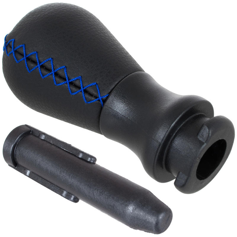 Peugeot 406 gałka zmiany biegów CZARNA SKÓRA + NIEBIESKA NITKA 5 BIEGÓW + adapter / przejściówka dźwigni drążka gałki zmiany biegów 2 szt. KPL