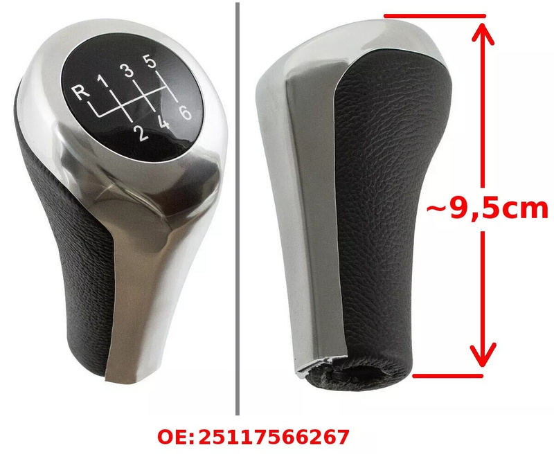 BMW E60 E61 E62 E63 E81 E82 E85 E87 E88 E90 E91 E92 X1 X3 X5 Gear / gearbox knob MAT CHROME + BLACK LID 6+R 