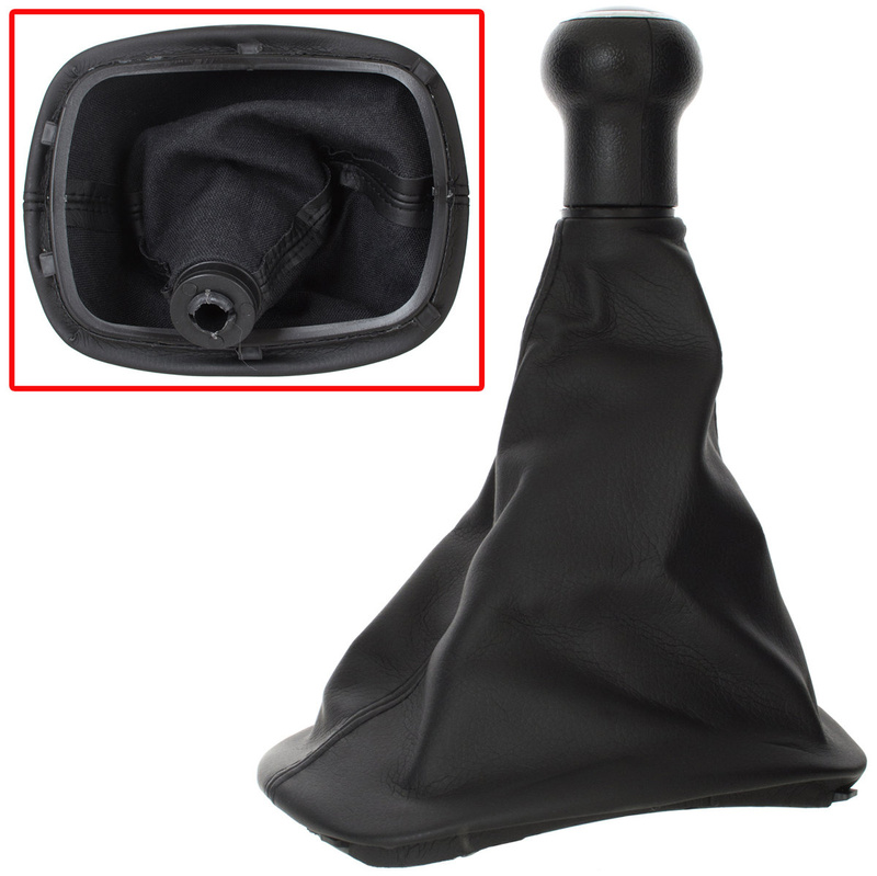 VW PASSAT B5 97-00 Gear / gearbox knob BLACK + SILVER RING + BLACK LID 5+R + Lever Gaiter WITH FRAME (12MM)