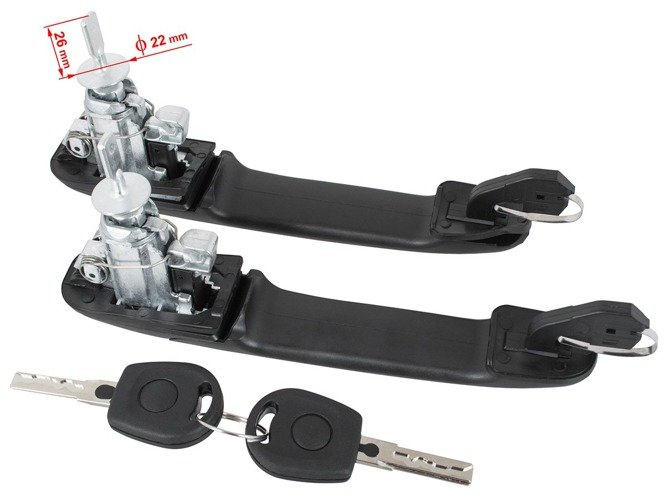 Ford Galaxy I 95-06 klamka zewnętrzna przednia KRÓTKIE WIOSEŁKO Z SZEROKIM KOŁNIERZEM lewa + prawa 2 szt. KPL