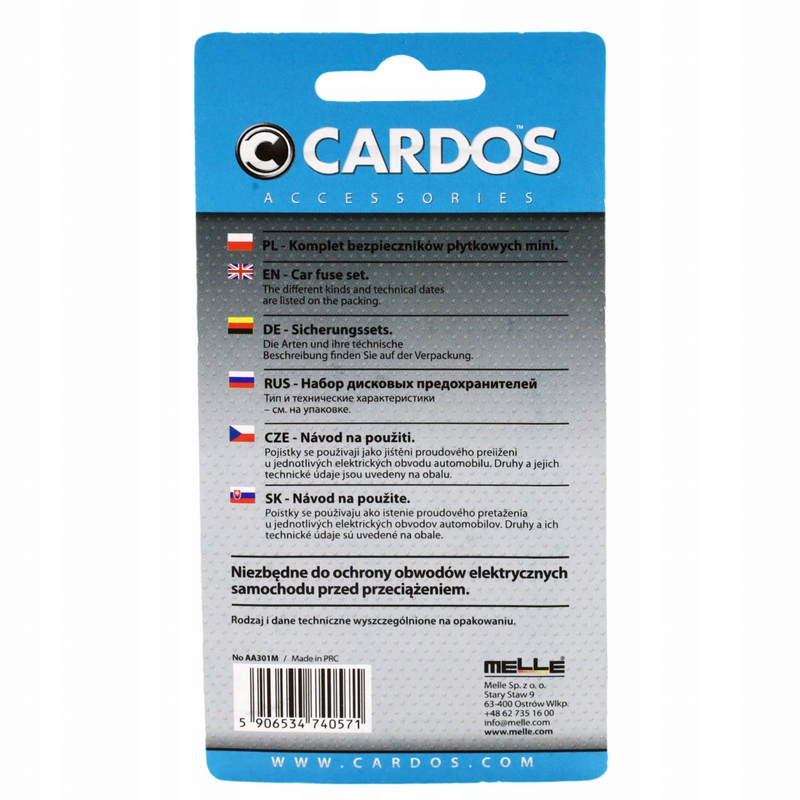 Zestaw bezpieczników płytkowych K2 CARDOS MINI MIX blister 10szt. AA301M