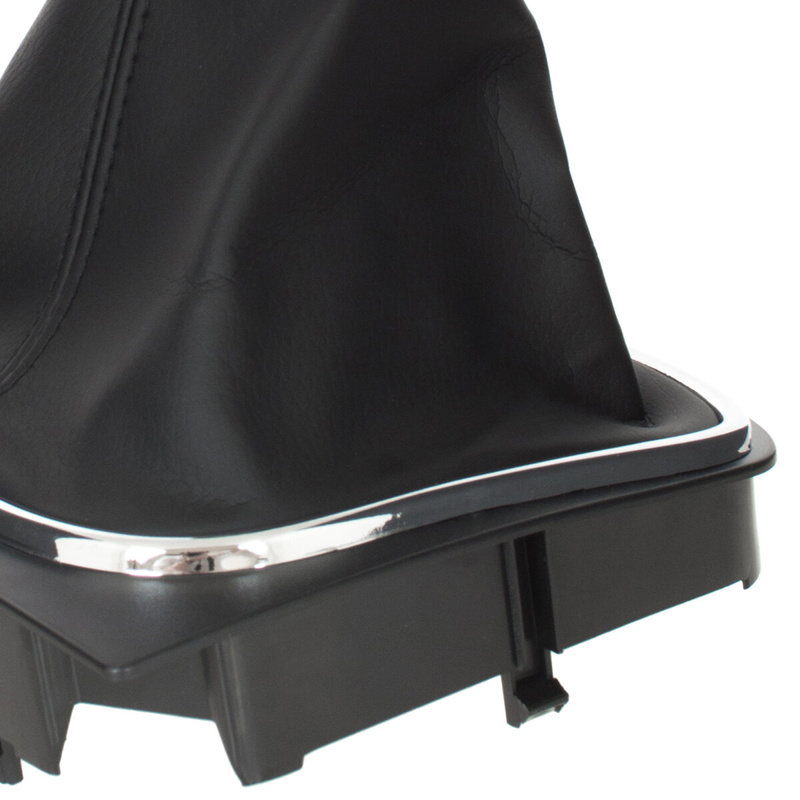 VW GOLF MK6 VI 08-12 Gear / gearbox knob BLACK + SILVER RING + BLACK LID 6+R + Lever Gaiter WITH CHROME FRAME