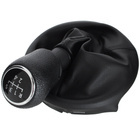 VW T5 / T6 03-11 Gear / gearbox knob BLACK + SILVER RING + BLACK LID 5+R + Lever Gaiter 7H0711113