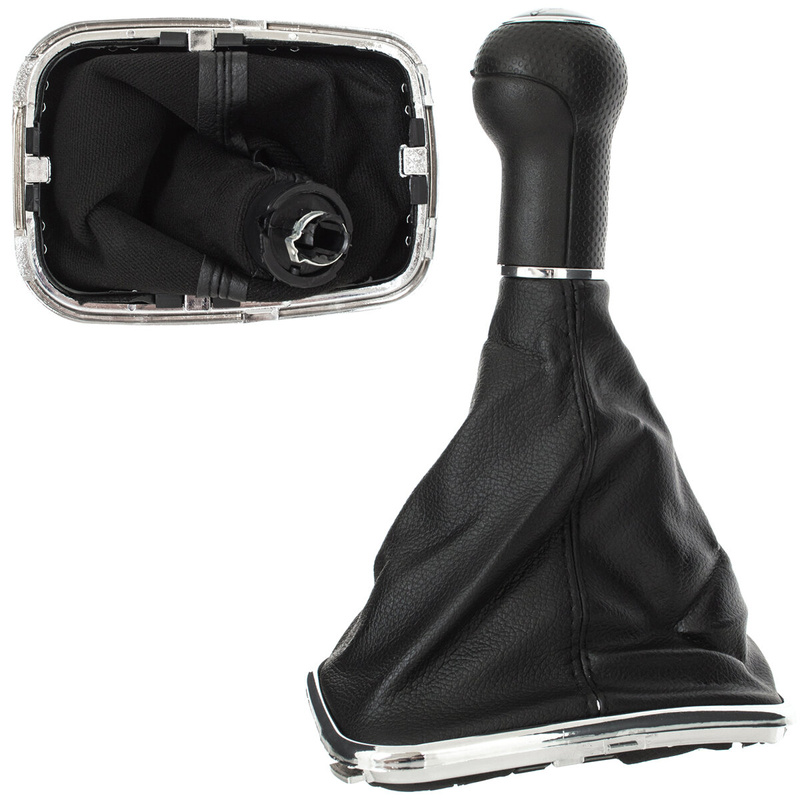 VW Golf IV 97-03 Gear shift knob SILVER + Lever Gaiter with frame CHROM 6 Gears Hole 12MM