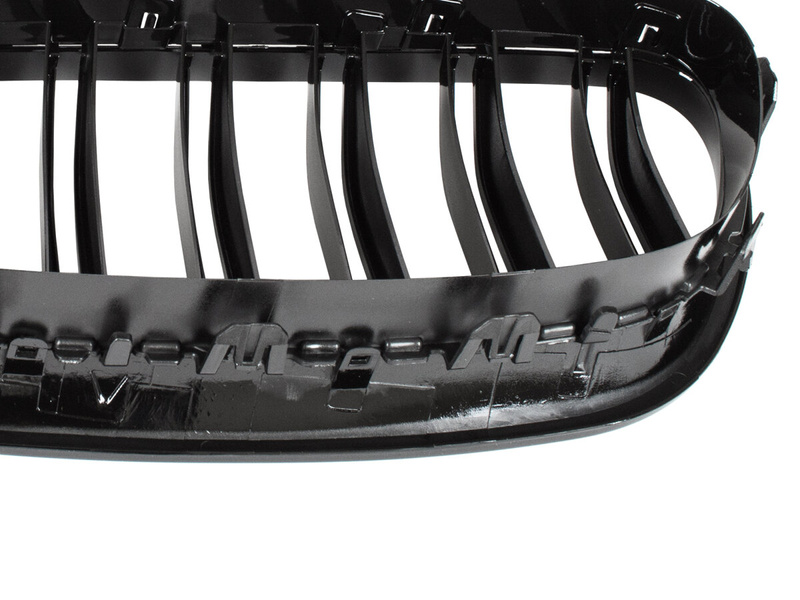 BMW 5 F10 / F11 10-17 atrapy między reflektory (nerki) lewa + prawa kpl. BLACK GLOSSY DOUBLE BAR