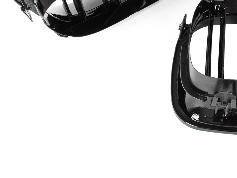BMW 5 F10 / F11 10-17 atrapy między reflektory (nerki) lewa + prawa kpl. BLACK GLOSSY DOUBLE BAR