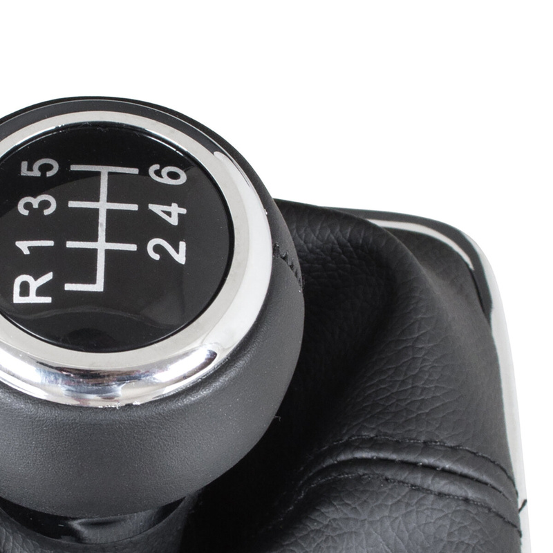 VW Passat B7 10-14 Gear shift knob BLACK + Lever Gaiter BLACK with frame CHROM 6 Gears