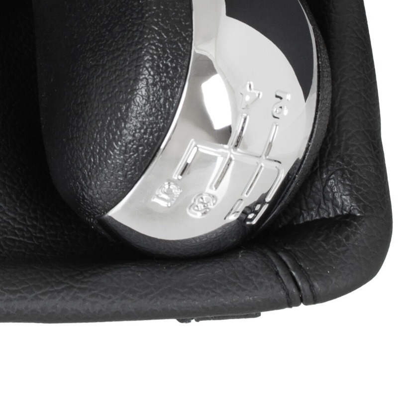 SKODA OCTAVIA MK2 II 04-11 Gear / gearbox knob BLACK + CHROME LID 5+R + LEATHER Lever Gaiter WITH FRAME