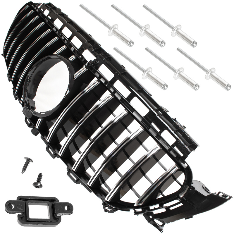 Mercedes E-KLASA W213 W238 C238 16-19 atrapa między reflektory (grill) CZARNA + CHROM