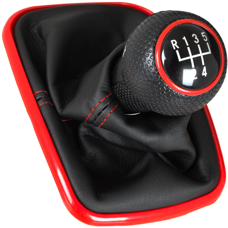 VW Golf IV 97-06 Gear shift knob + Lever Gaiter (Red frame)