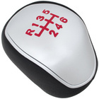 Ford Kuga I II gałka zmiany biegów CZARNA EKOSKÓRA + SILVER + CZERWONY SCHEMAT 6 BIEGÓW