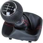 Audi A3 I 8L 96-03 Gear shift knob BLACK + Lever Gaiter BLACK Red thread 5 Gear
