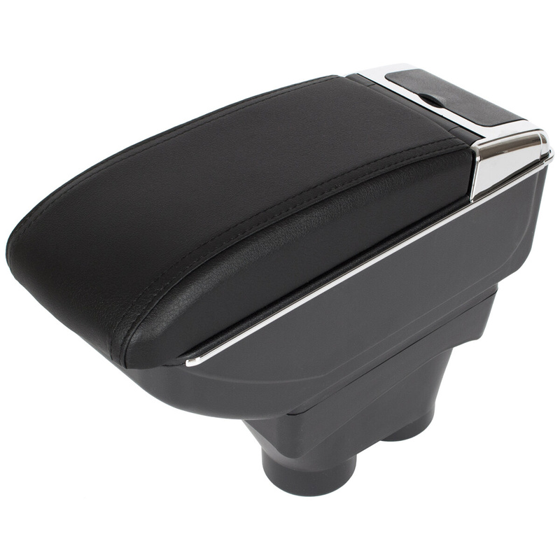 Peugeot 208 12-19 podłokietnik ze schowkiem CZARNA EKOSKÓRA + zestaw montażowy