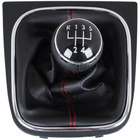 VW Golf V Plus 05-08 gałka zmiany biegów + CZARNY mieszek z CZERWONĄ nitką i ramką CHROM 5 BIEGÓW