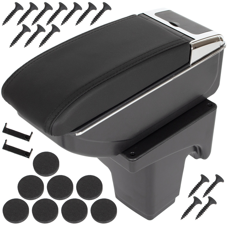 Ford Focus MK3 2014-2018 LIFT podłokietnik ze schowkiem CZARNA EKOSKÓRA + zestaw montażowy