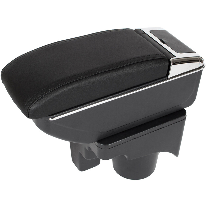 VW Golf V 03-09 podłokietnik ze schowkiem CZARNA EKOSKÓRA + zestaw montażowy