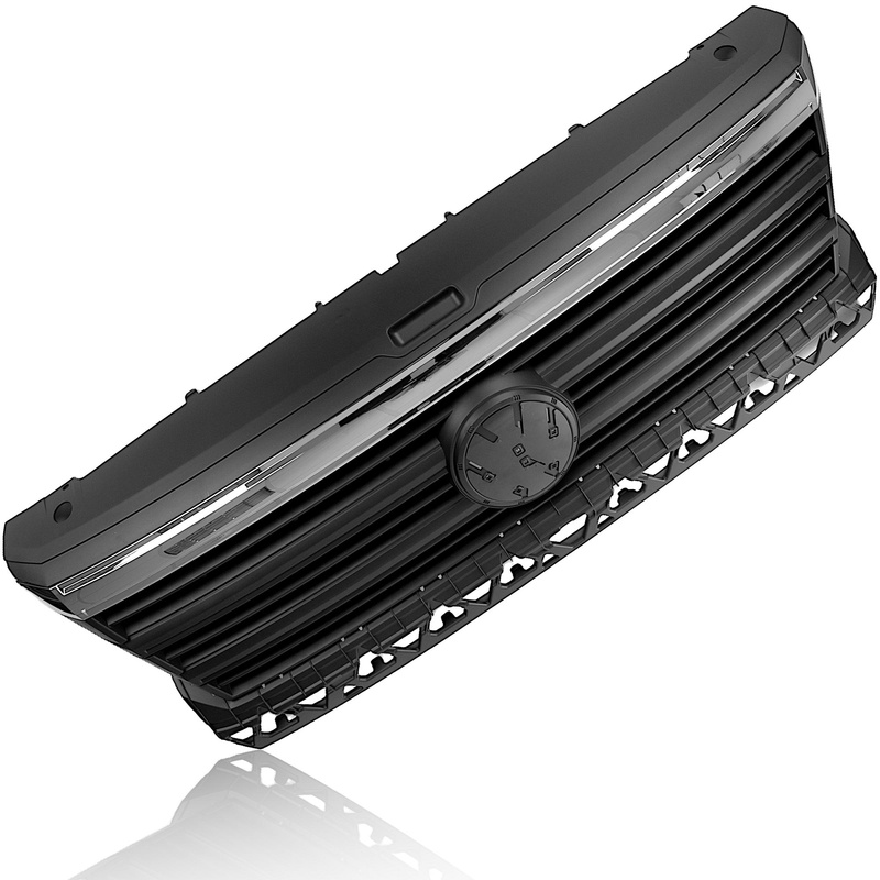VW Crafter 2018- atrapa między reflektory (grill) CZARNA z chromowaną listwą
