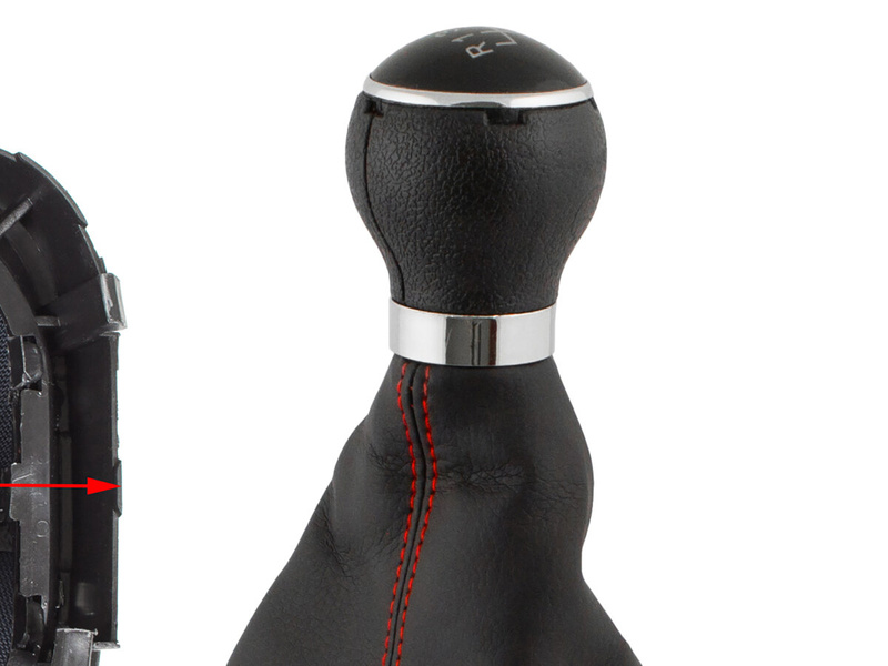 VW Golf VI 08-12 Gear shift knob + BLACK Lever Gaiter Red thread + frame CHROM 6 Gears