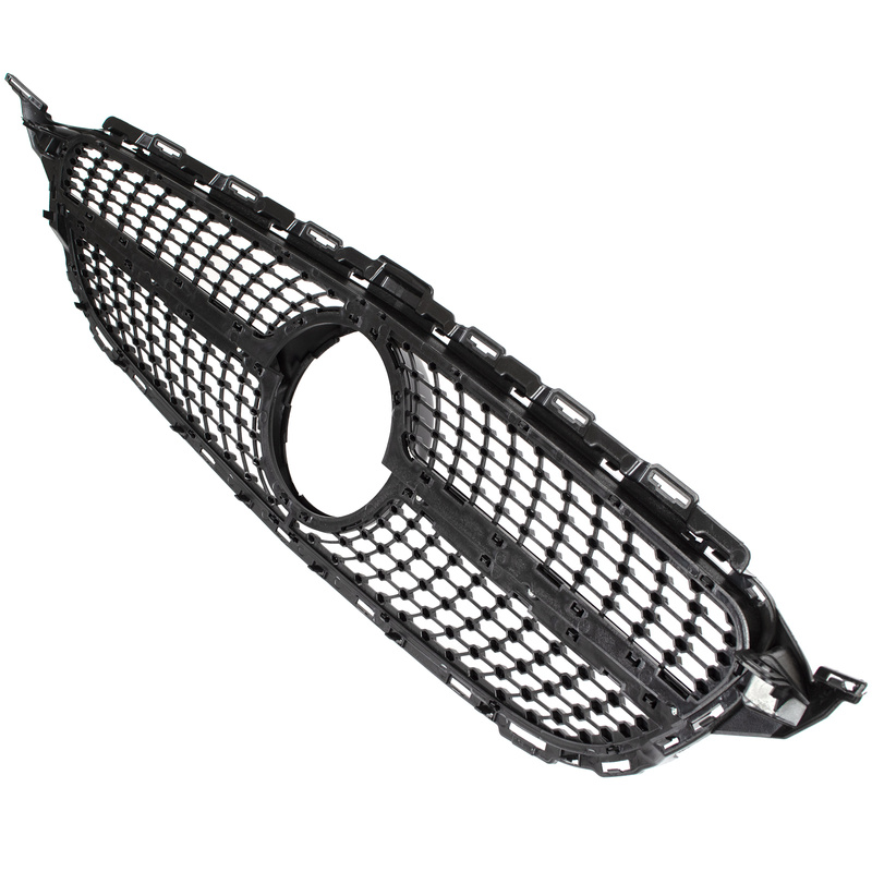 Mercedes C KLASA W205 14-18 atrapa między reflektory (grill) DIAMOND PIANO BLACK + CHROM BEZ OTWORU