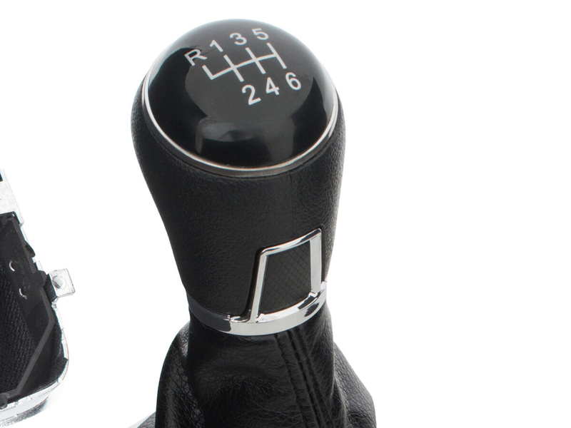 VW Passat B6 06-11 Gear shift knob BLACK + Lever Gaiter with frame CHROM 6 Gears