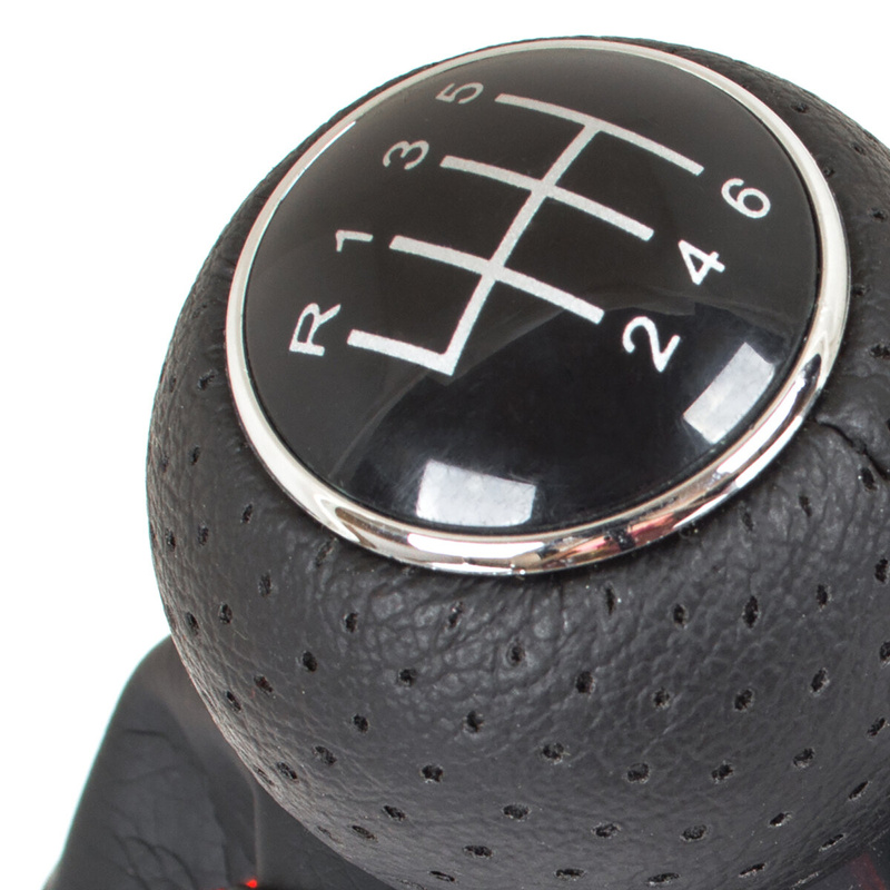 Audi A3 I 8L 96-03 Gear shift knob BLACK + Lever Gaiter BLACK Red thread 6 Gears