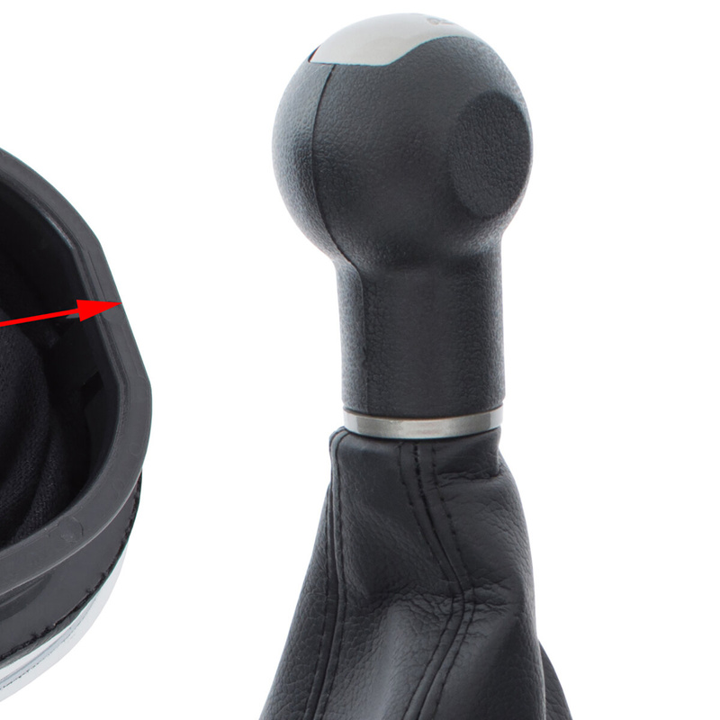 Seat Altea 2004- Gear shift knob BLACK-BEIGE + Lever Gaiter with frame CHROM 5 Gear
