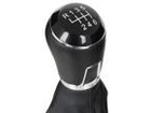 VW Polo V 6R 2009- Gear shift knob BLACK + Lever Gaiter with frame CHROM 6 Gears