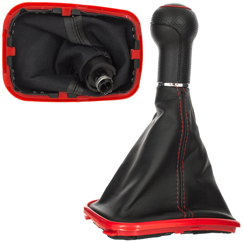 VW Golf IV 97-06 Gear shift knob + Lever Gaiter (Red frame)